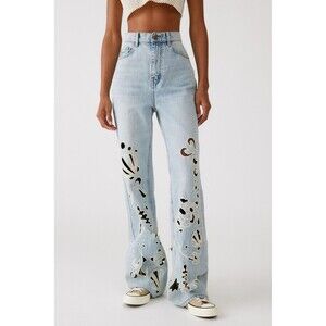 BDG High Waisted Flare Jean in Cutout Seascape Size 26